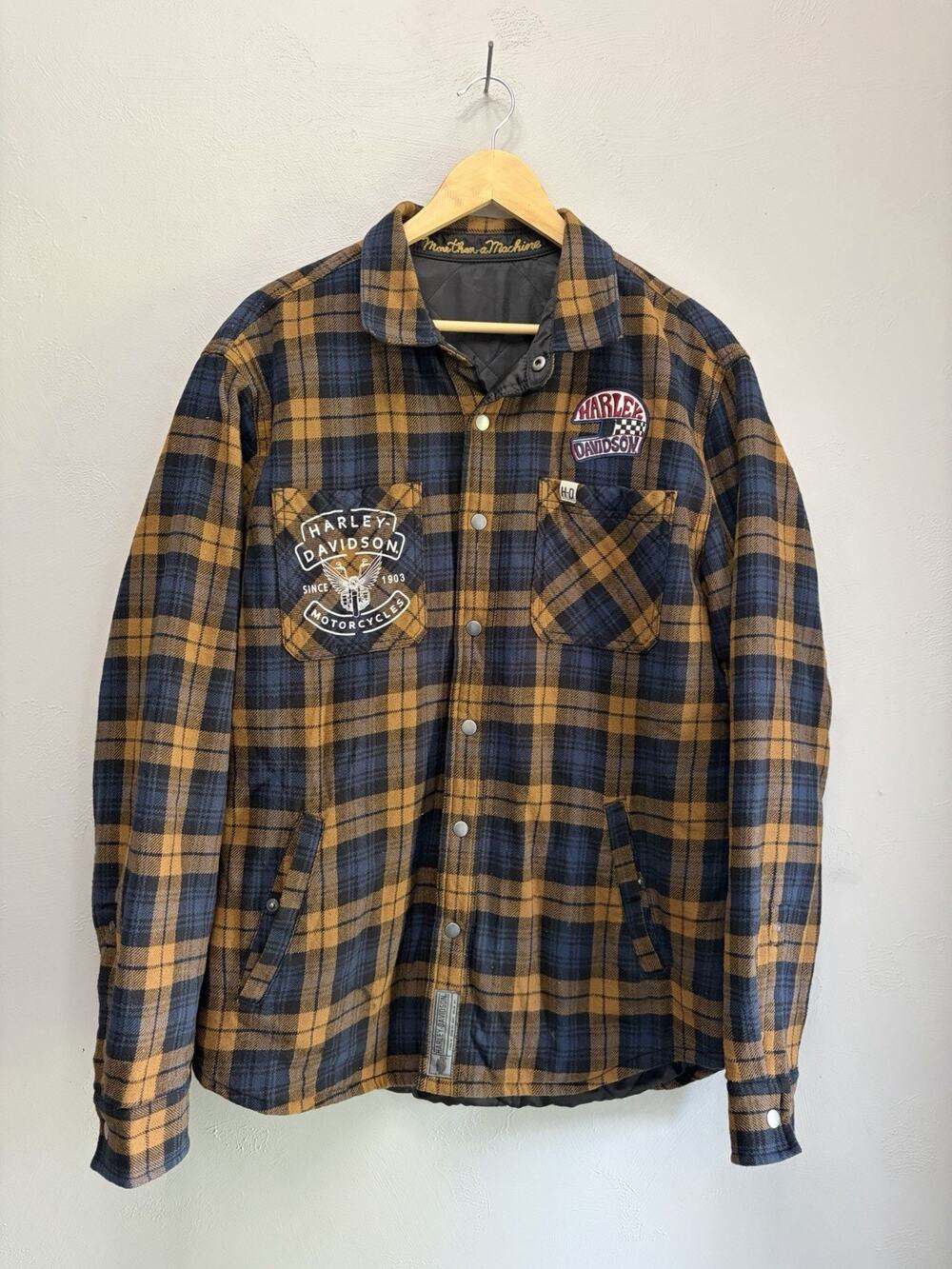 Harley Davidson Embroidered Quilted Flannel Button Up Jacket • Pre owned (0076)